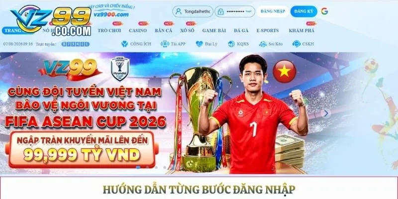 Hướng dẫn từng bước đăng nhập