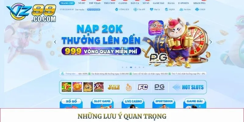 Những lưu ý quan trọng