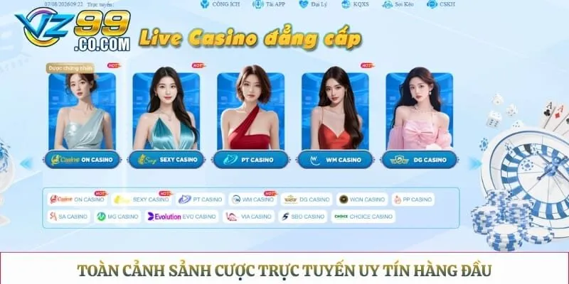 Toàn cảnh sảnh cược trực tuyến uy tín hàng đầu