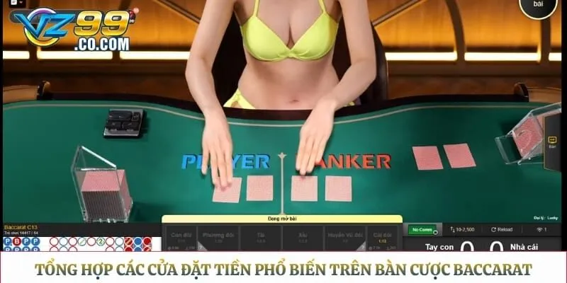 Tổng hợp các cửa đặt tiền phổ biến trên bàn cược baccarat